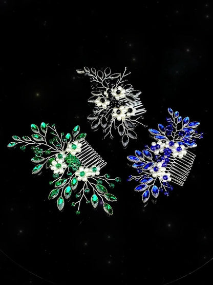 Synthetic Gem Floral Prom HeadDresses Hair Comb