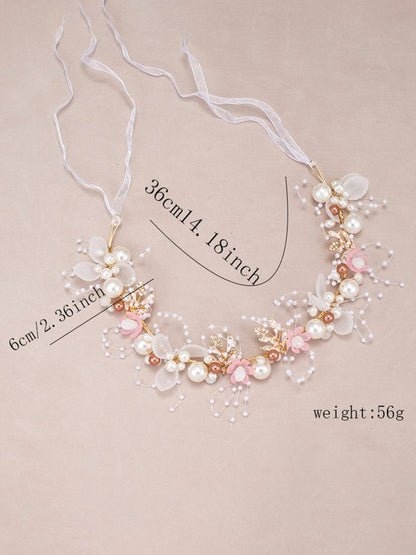 The Bride Flower Girl Leaf Pearl Headband