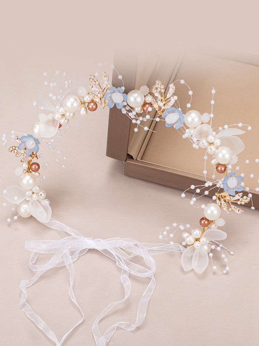 The Bride Flower Girl Leaf Pearl Headband