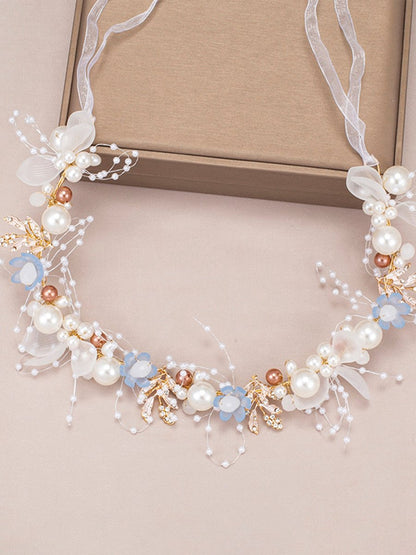 The Bride Flower Girl Leaf Pearl Headband