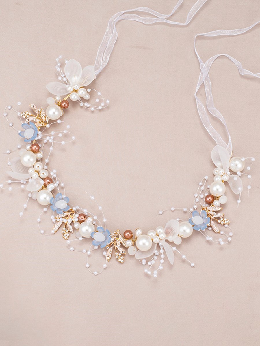 The Bride Flower Girl Leaf Pearl Headband