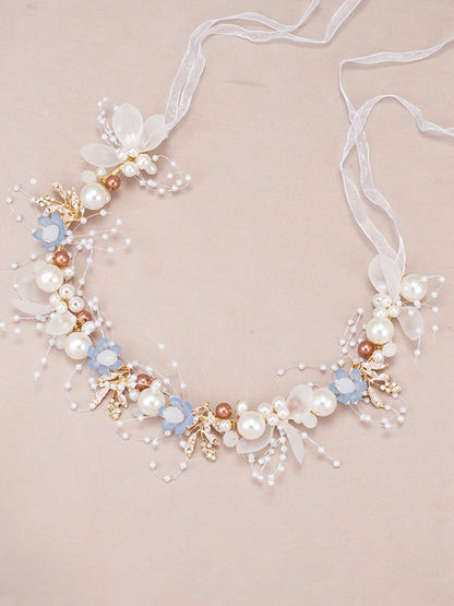 The Bride Flower Girl Leaf Pearl Headband