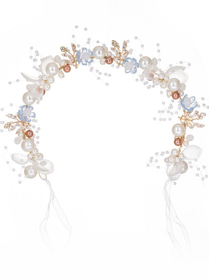 The Bride Flower Girl Leaf Pearl Headband