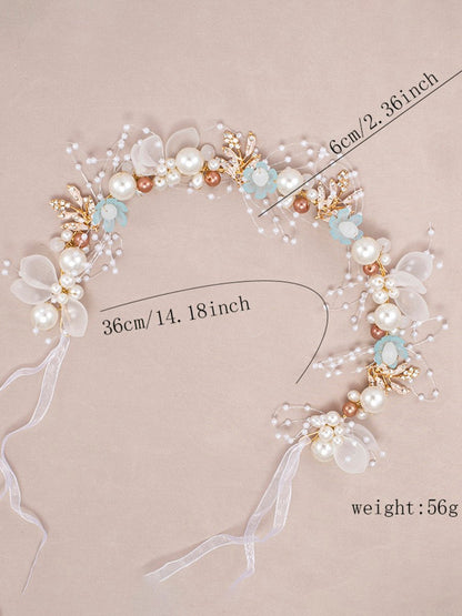 The Bride Flower Girl Leaf Pearl Headband