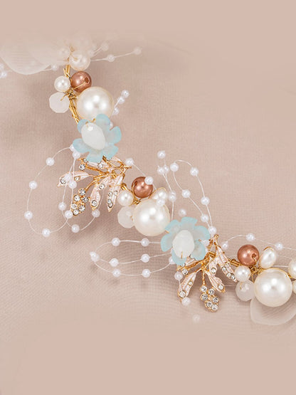 The Bride Flower Girl Leaf Pearl Headband