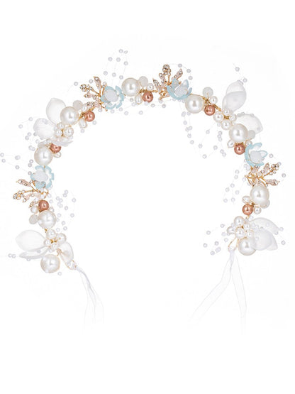 The Bride Flower Girl Leaf Pearl Headband