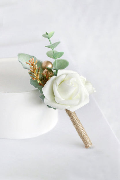 Artificial Silk Roses Wedding Bridesmaid Boutonniere