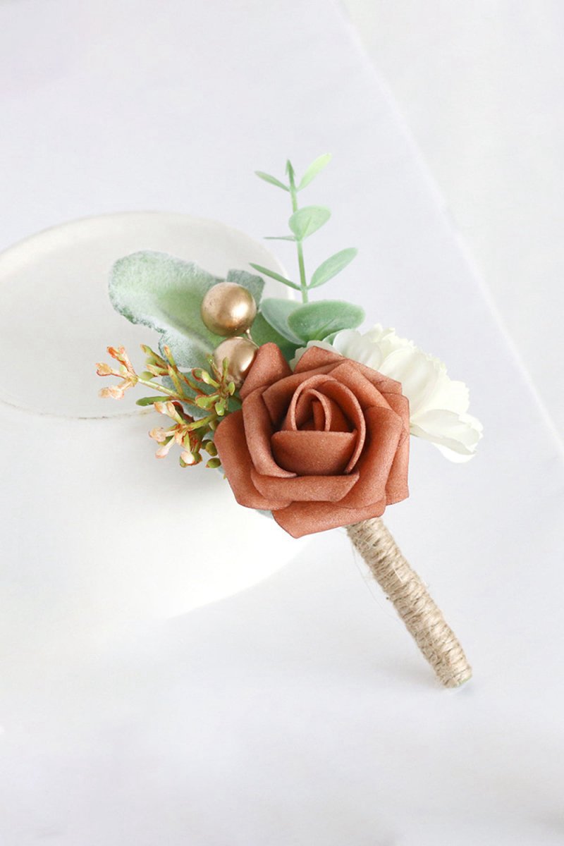 Artificial Silk Roses Wedding Bridesmaid Boutonniere