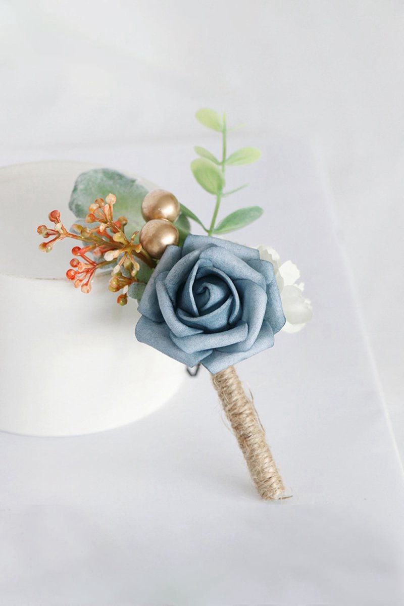 Artificial Silk Roses Wedding Bridesmaid Boutonniere