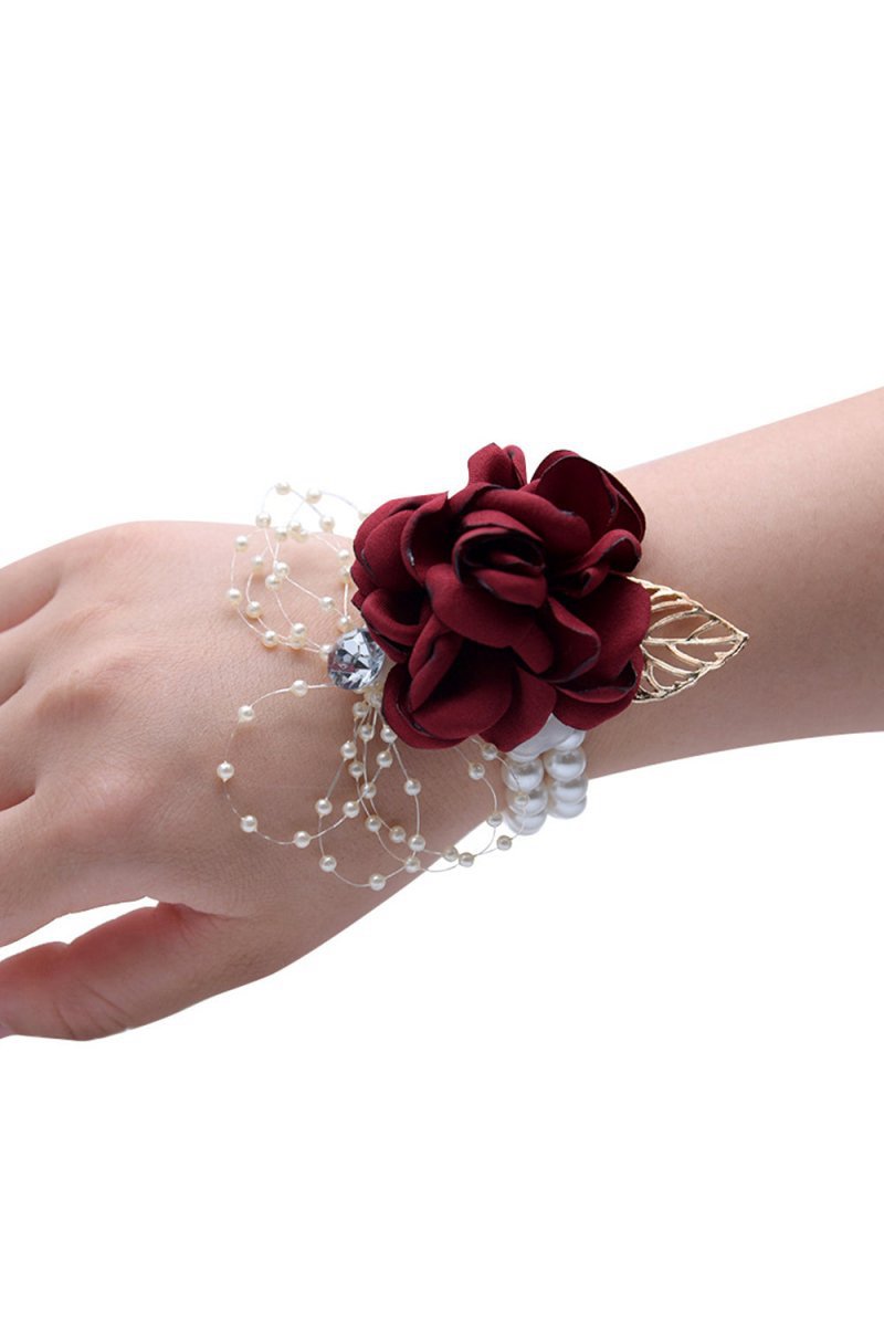 Artificial Silk Roses Wedding Bridesmaid Wrist Corsage