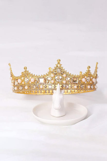 Baroque Vintage Crystal Pearl Crown