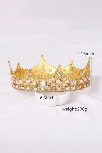 Baroque Vintage Crystal Pearl Crown