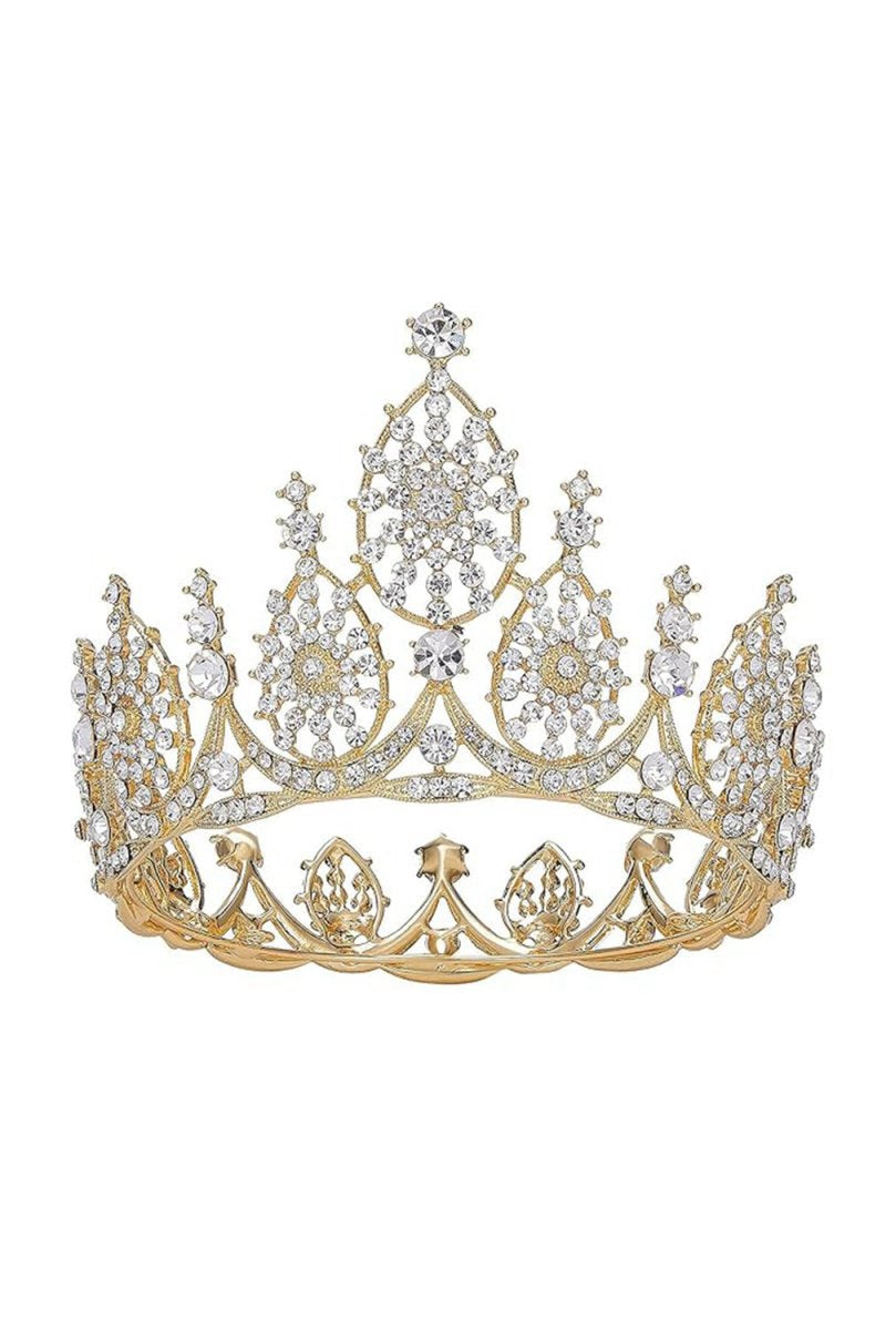 Crystal Gold Tiara for Wedding Birthday