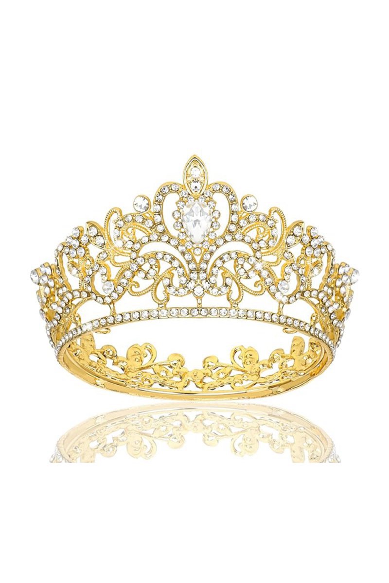 Gold Crystal Crown Accessories Rhinestones
