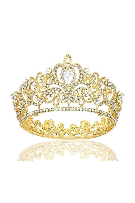 Gold Crystal Crown Accessories Rhinestones