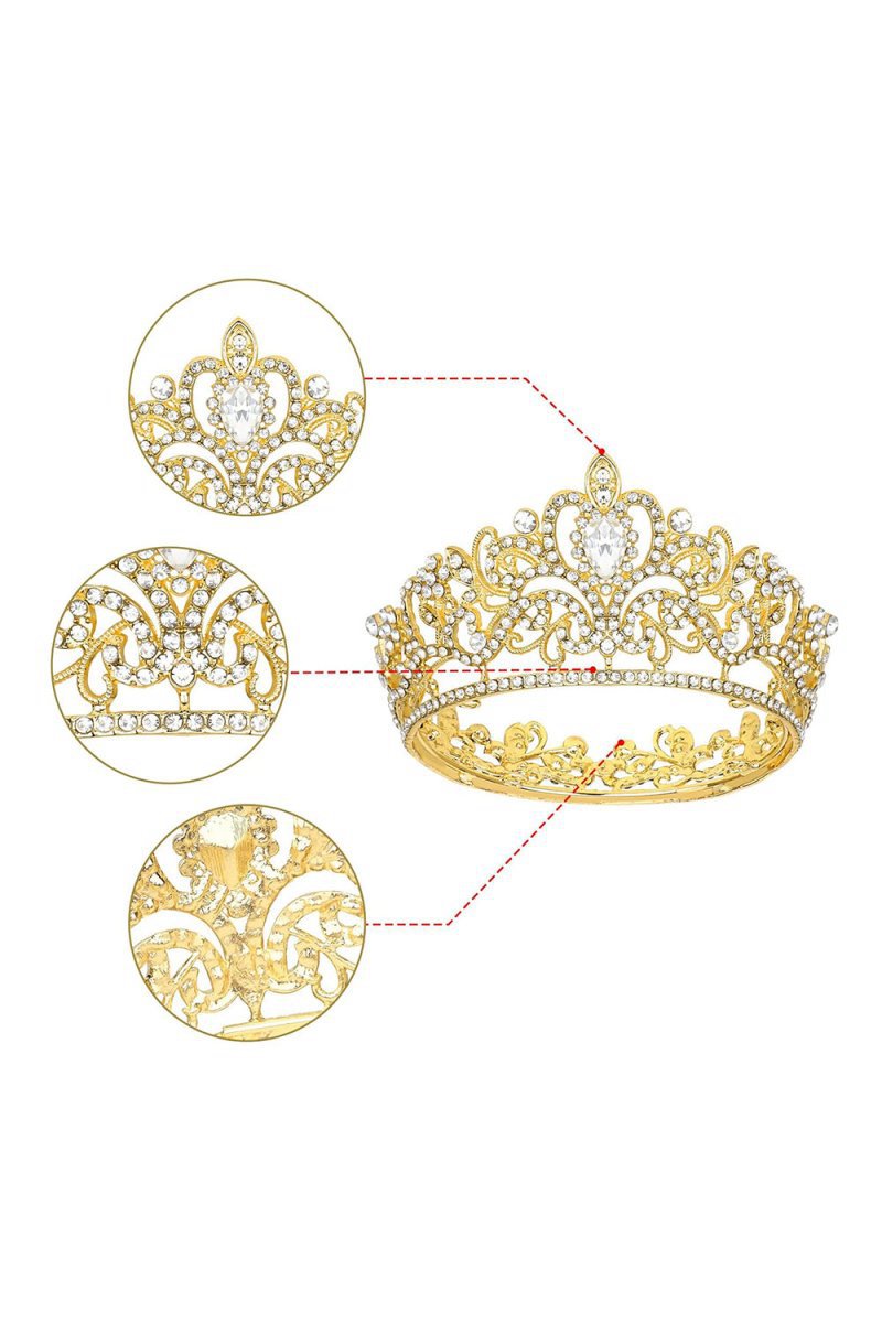 Gold Crystal Crown Accessories Rhinestones