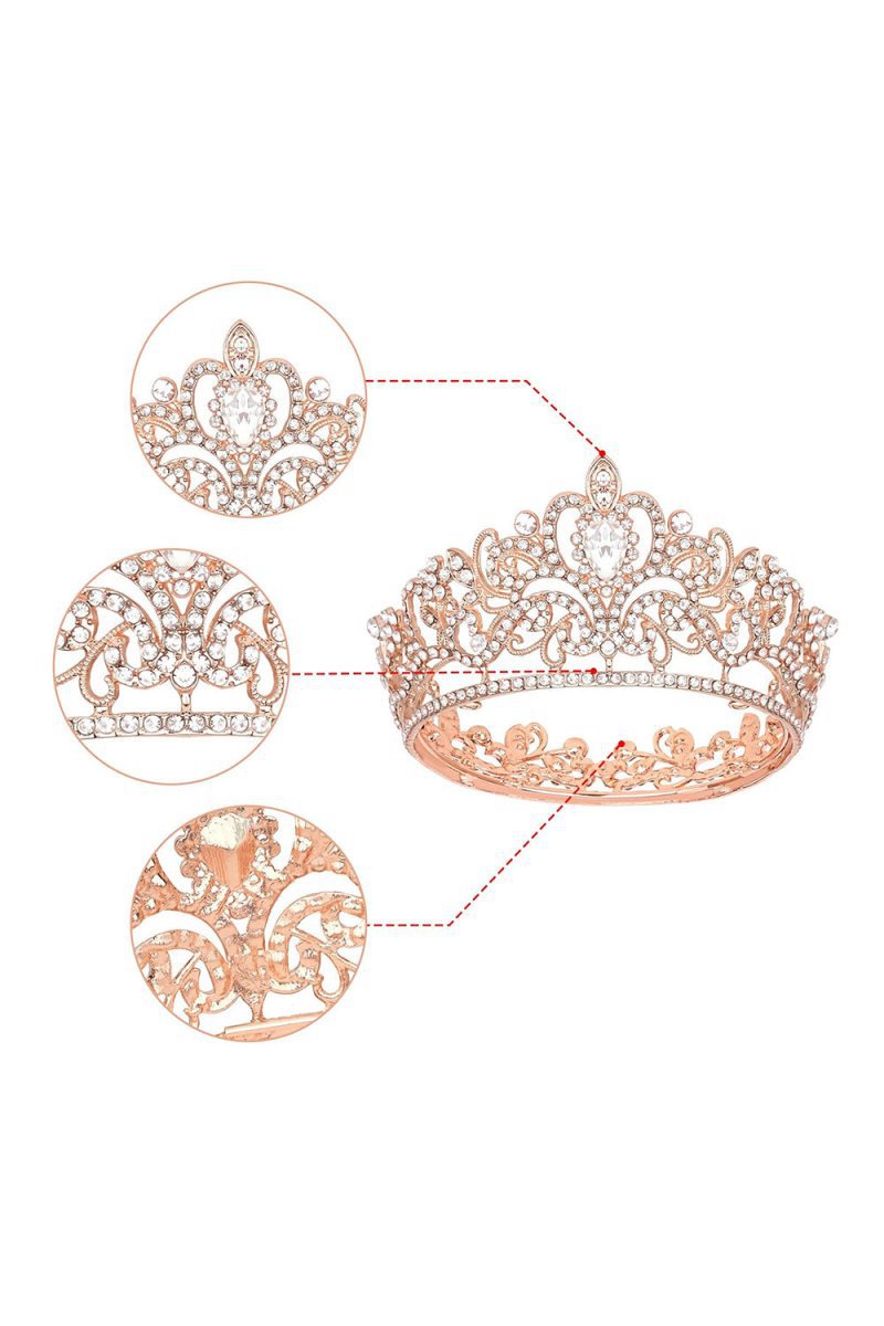 Gold Crystal Crown Accessories Rhinestones