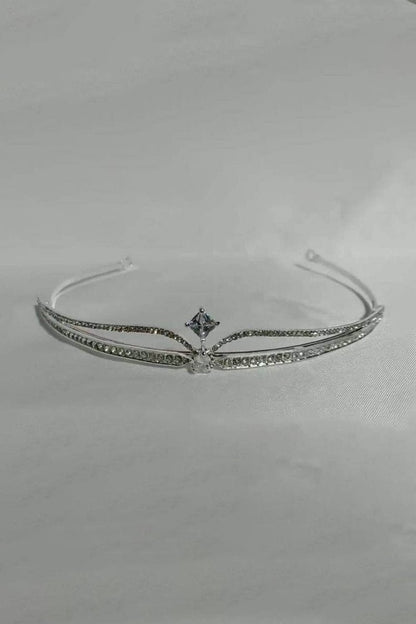 Silver Rhinestone Pearl Wedding Tiara