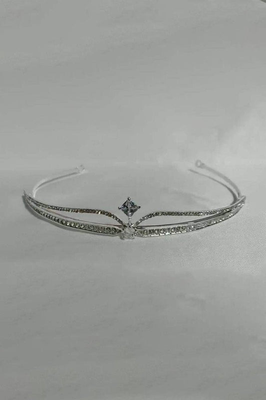 Silver Rhinestone Pearl Wedding Tiara