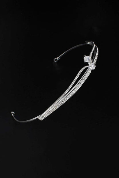 Silver Rhinestone Pearl Wedding Tiara