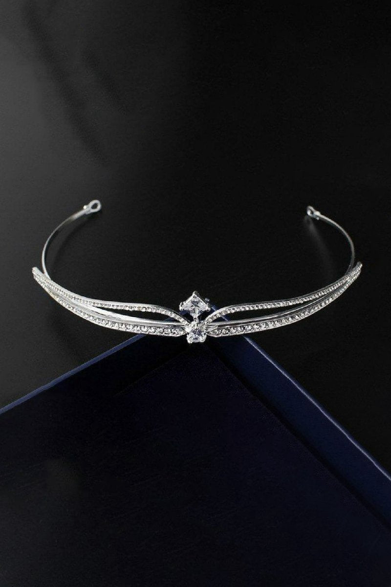 Silver Rhinestone Pearl Wedding Tiara