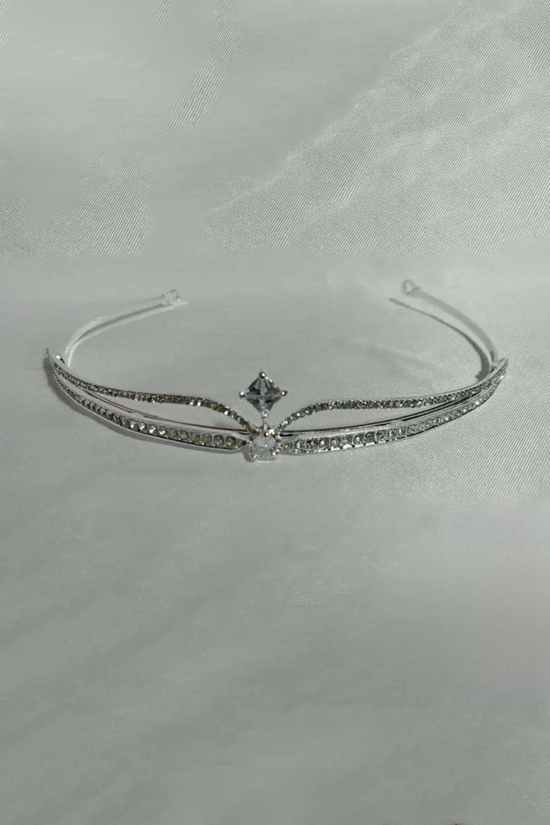 Silver Rhinestone Pearl Wedding Tiara