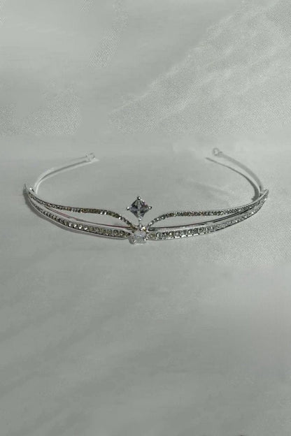 Silver Rhinestone Pearl Wedding Tiara