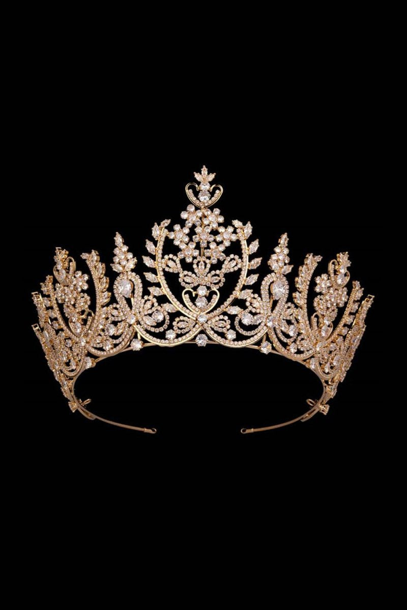 Silver Cubic Zirconia Tall Queen Round Tiara
