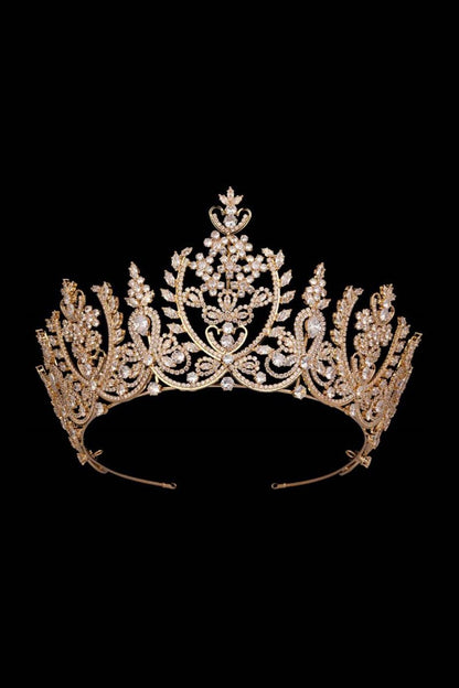 Silver Cubic Zirconia Tall Queen Round Tiara