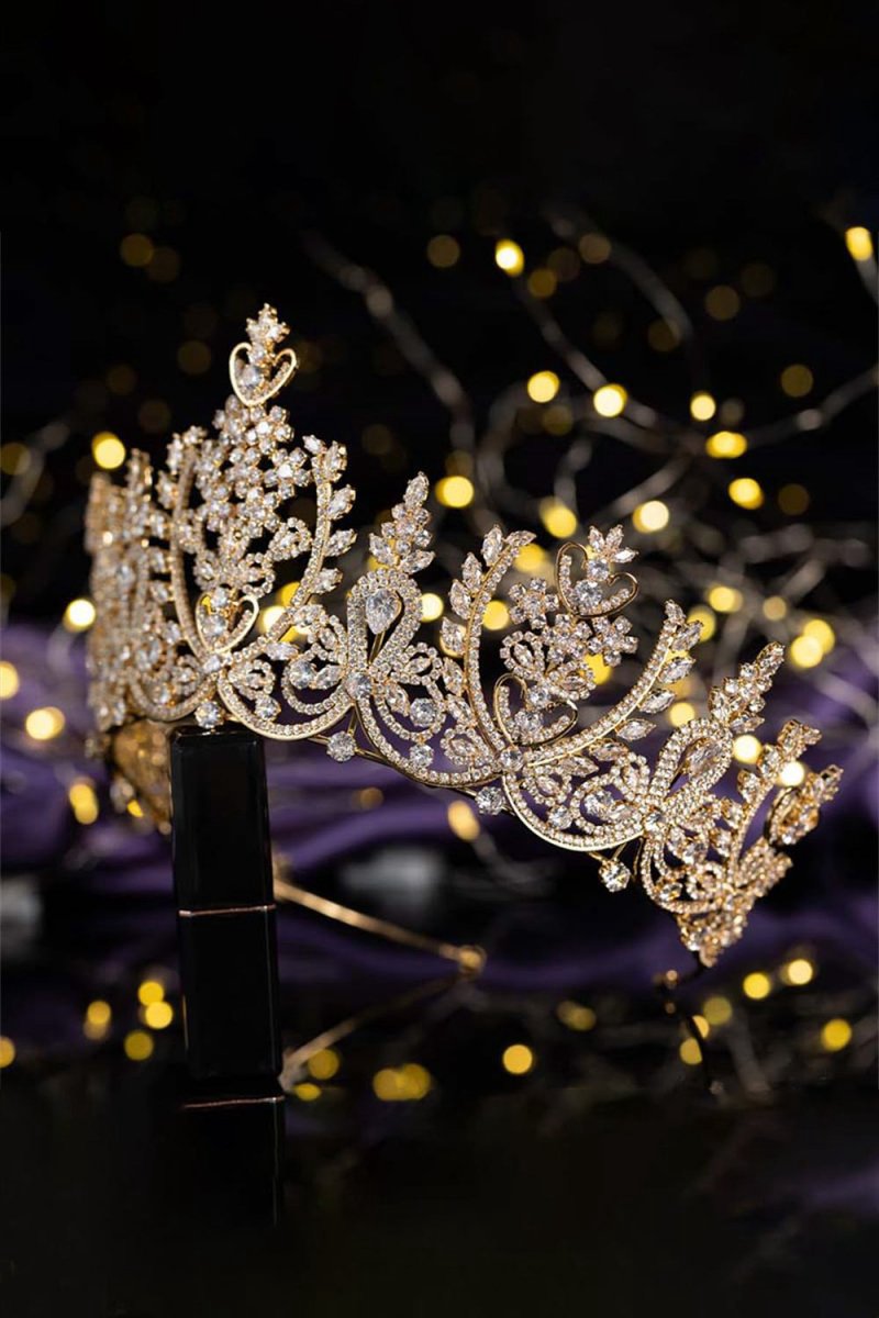 Silver Cubic Zirconia Tall Queen Round Tiara