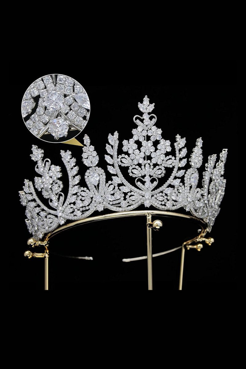 Silver Cubic Zirconia Tall Queen Round Tiara