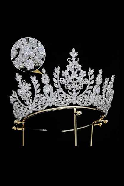 Silver Cubic Zirconia Tall Queen Round Tiara