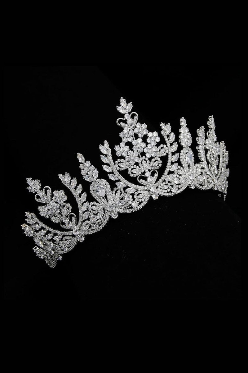 Silver Cubic Zirconia Tall Queen Round Tiara
