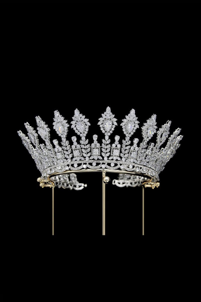 Silver Large 5A Cubic Zirconia Round Tiara