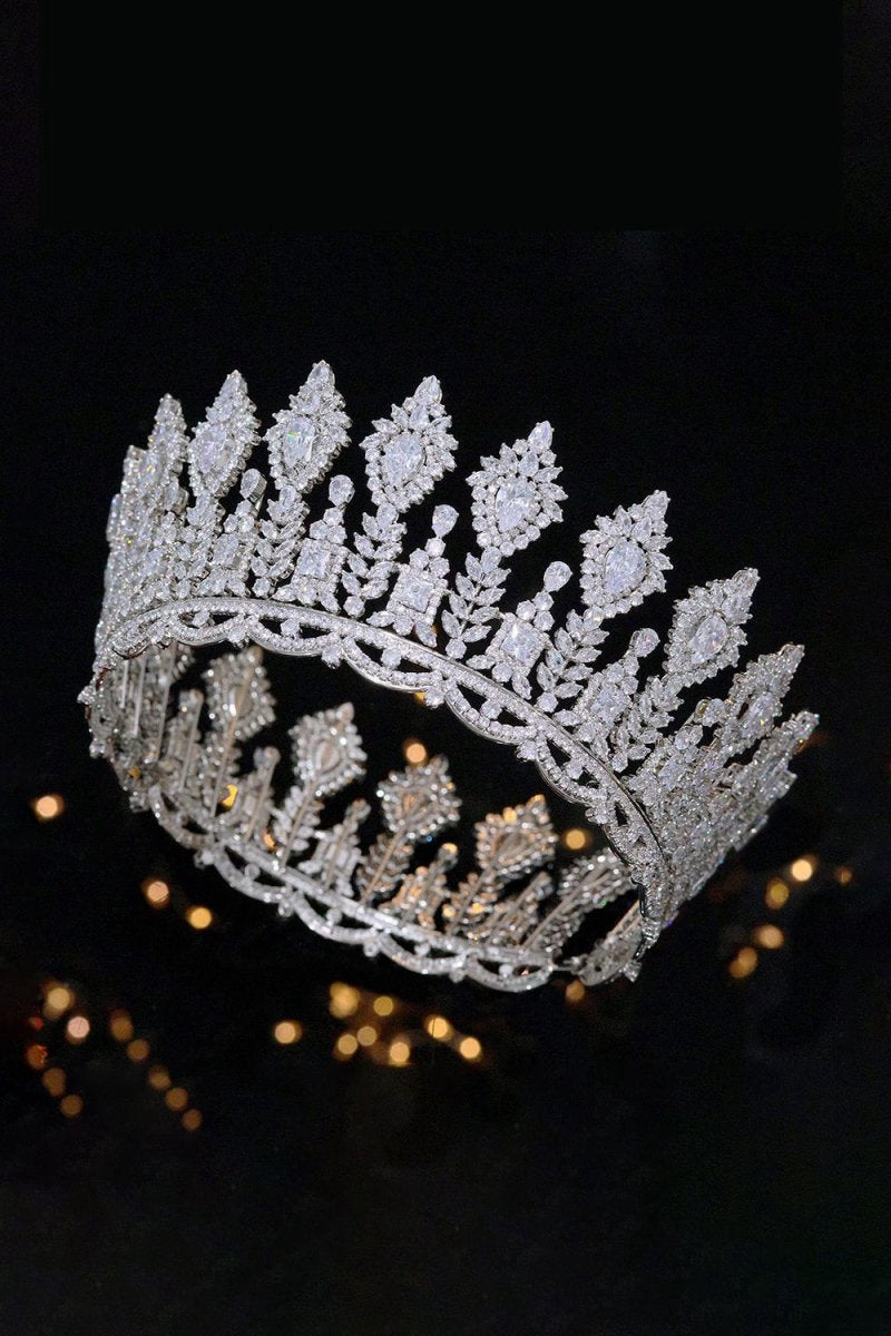Silver Large 5A Cubic Zirconia Round Tiara