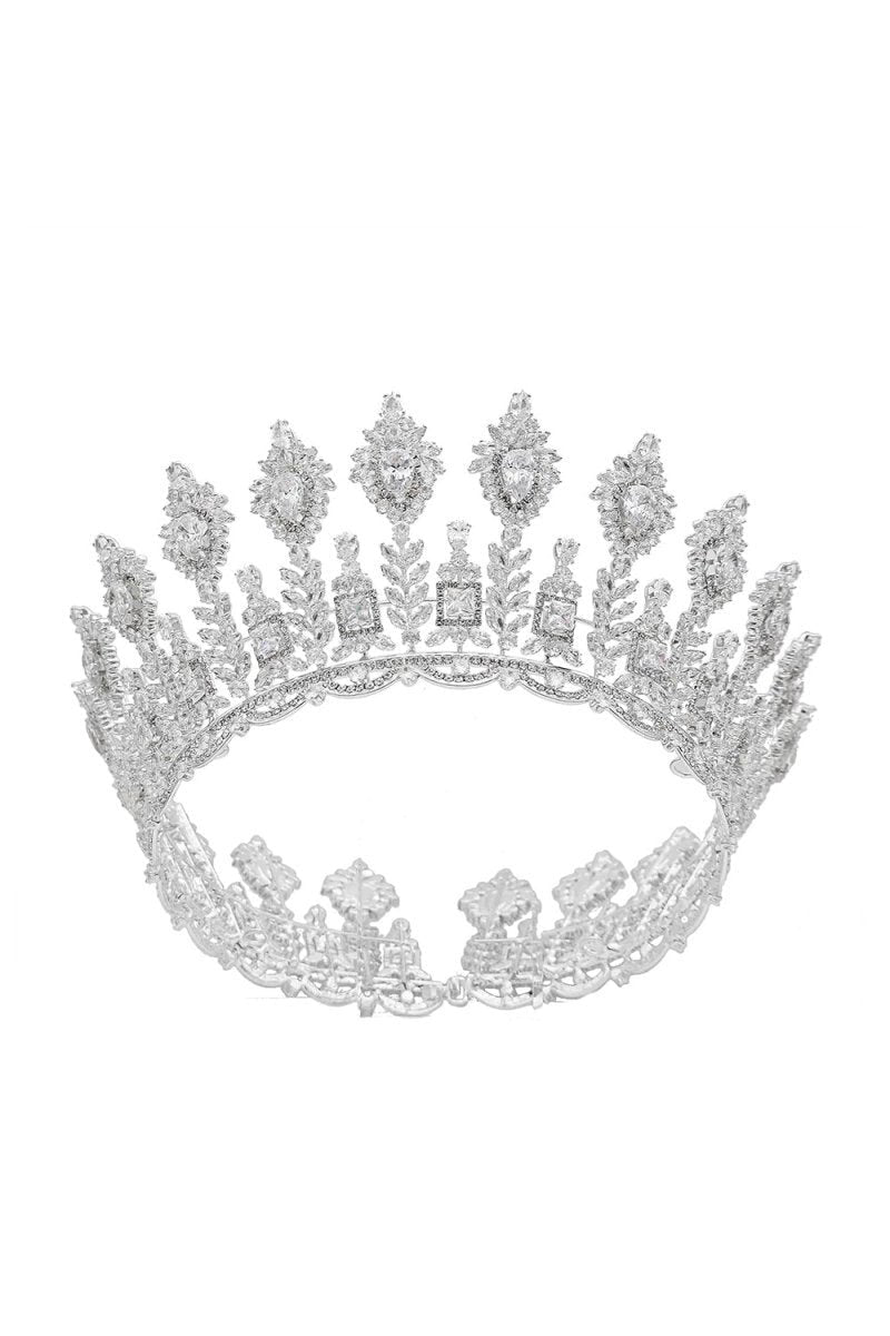 Silver Large 5A Cubic Zirconia Round Tiara