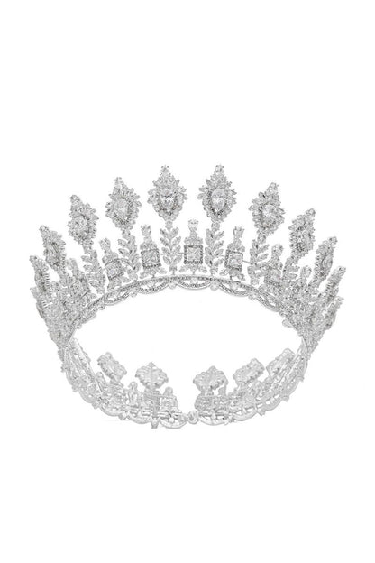 Silver Large 5A Cubic Zirconia Round Tiara
