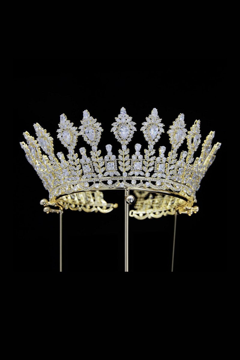 Silver Large 5A Cubic Zirconia Round Tiara