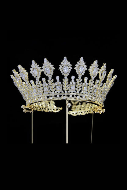 Silver Large 5A Cubic Zirconia Round Tiara