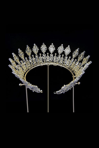 Silver Large 5A Cubic Zirconia Round Tiara