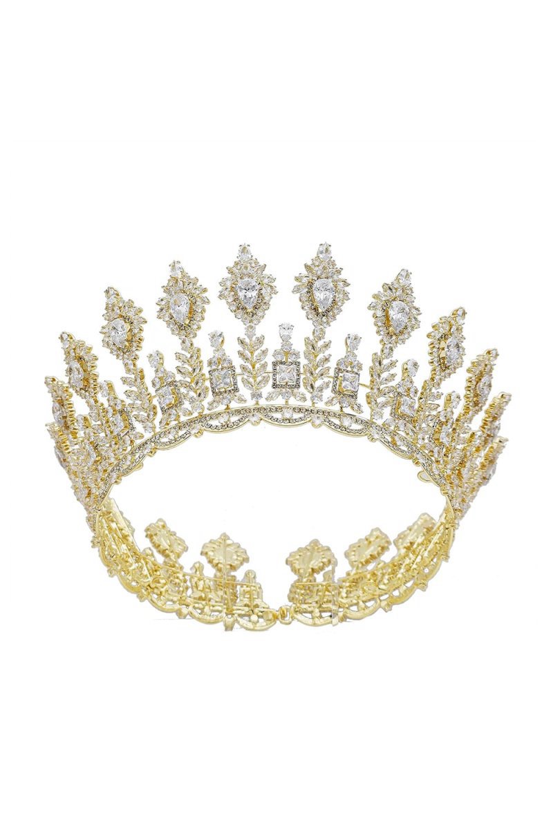Silver Large 5A Cubic Zirconia Round Tiara