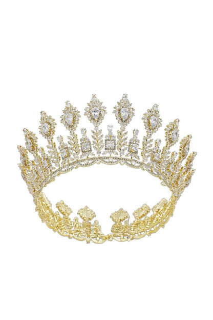 Silver Large 5A Cubic Zirconia Round Tiara
