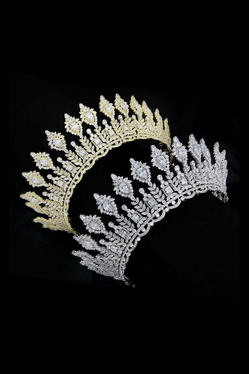 Silver Large 5A Cubic Zirconia Round Tiara