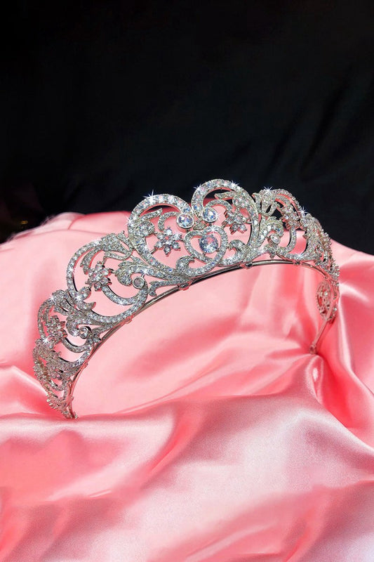 Silver Rheinstone Rhodium plated Princess Tiara