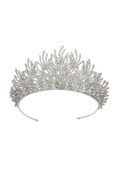 Silver Feather Shaped Zirconia Crown