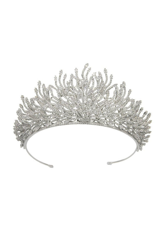 Silver Feather Shaped Zirconia Crown
