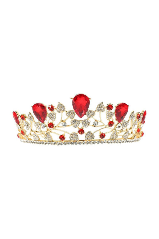Bronze Red Crystal Leaf Tiara