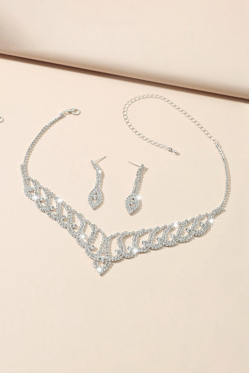 Classic Diamond Sparkling Necklace And Earrings Set