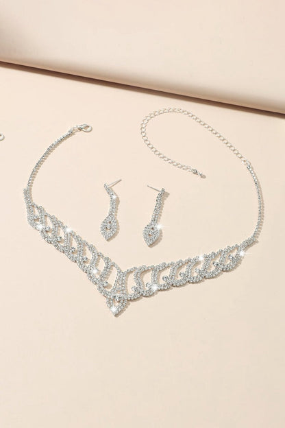 Classic Diamond Sparkling Necklace And Earrings Set