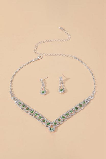 Braided Rhinestone Clavicle Necklace And Earrings Set